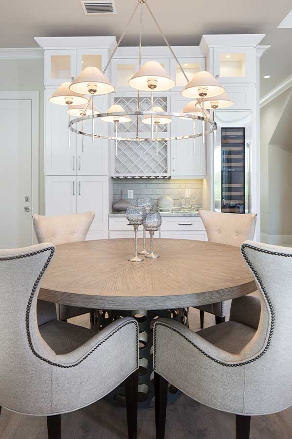 Dining room with custom decor from interior design services offered by Scholten Construction