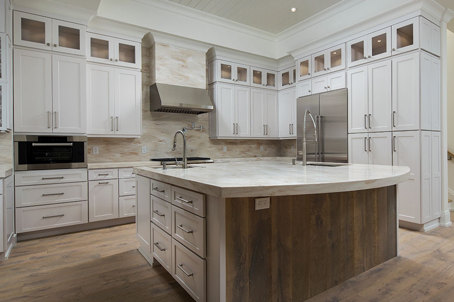 Newly remodeled kitchen with custom cabinetry designed by Scholten Construction